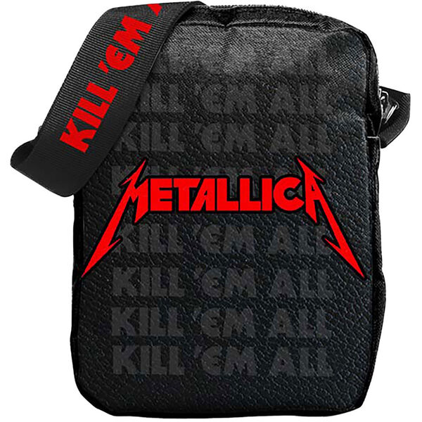 Metallica Kill &rsquo;Em All 1 crossbody-taske med r&oslash;dt logo og tekstprint
