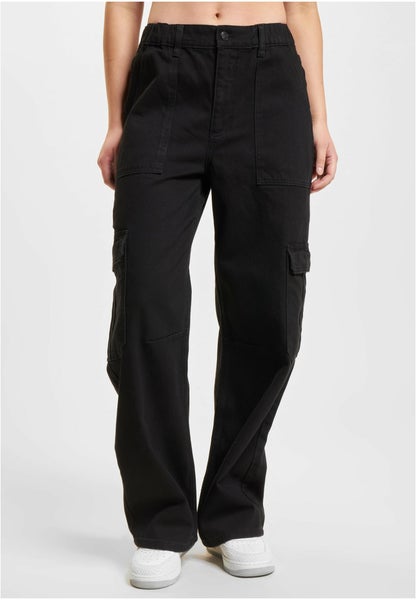 DEF Baggy Cargo Pants, mustat naisten loose fit cargohousut