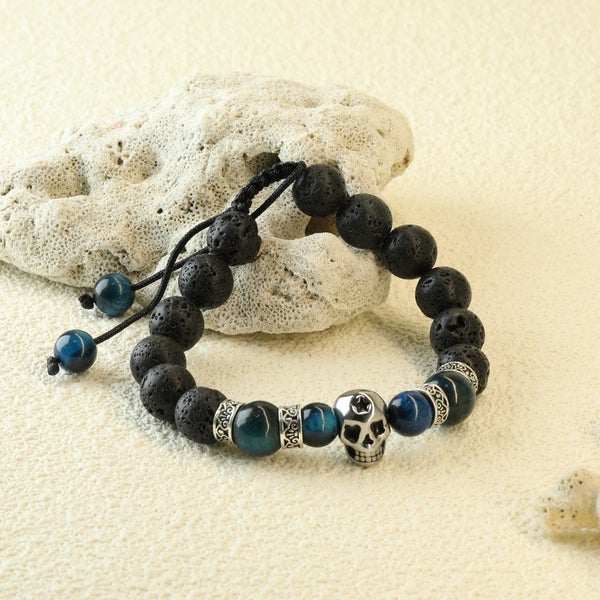 Lavasten Blue Skull &ndash; Justerbart armb&aring;nd