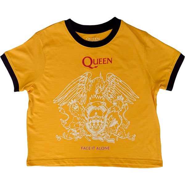 Queen: Face It Alone Crest Ringer - Crop Toppi